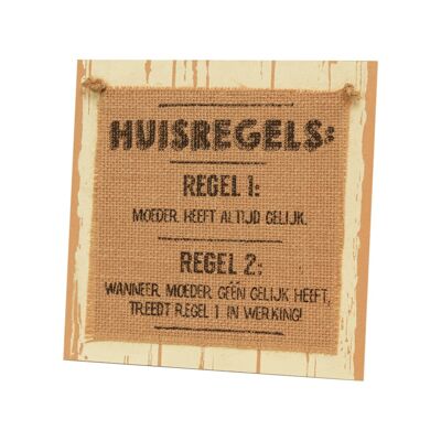Cartello in legno - Huisregels