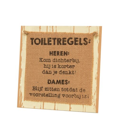 Wooden sign - Toiletregels