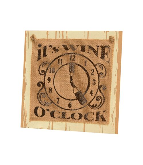 Wooden sign - Wine o'clock