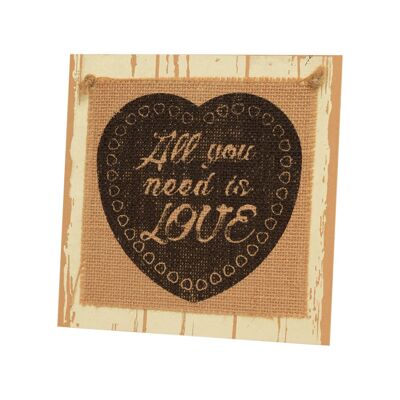 Letrero de madera: todo lo que necesitas es amor.