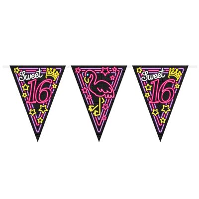 Neon party flags - Sweet 16