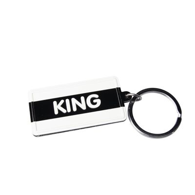 Schwarz-weißer Schlüsselanhänger - King