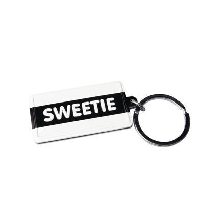 Schwarz-weißer Schlüsselanhänger - Sweetie