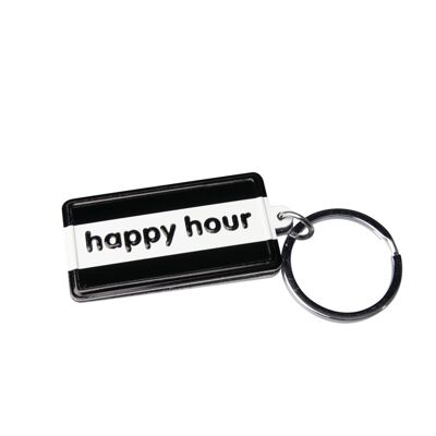 Schwarz-weißer Schlüsselanhänger - Happy Hour