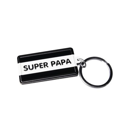 Schwarz-weißer Schlüsselanhänger - Super papa