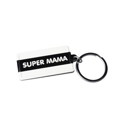 Llavero blanco y negro - Super mama