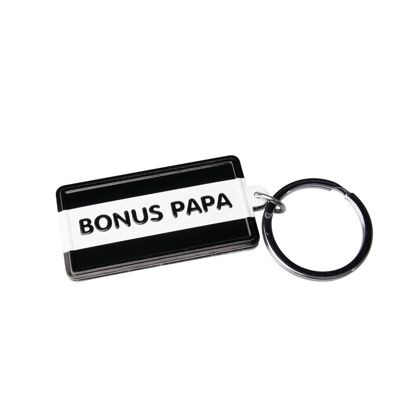 Schwarz-weißer Schlüsselanhänger - Bonus papa
