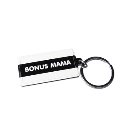 Schwarz-weißer Schlüsselanhänger - Bonus Mama