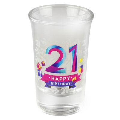 Vasos de chupito Happy - 21 jaar