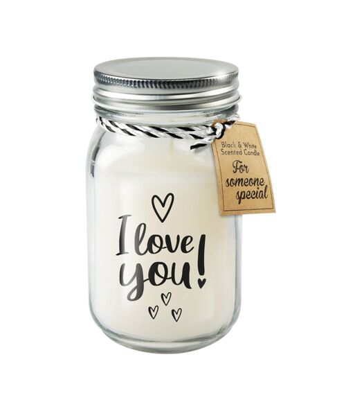 Black & White scented candles - I love you