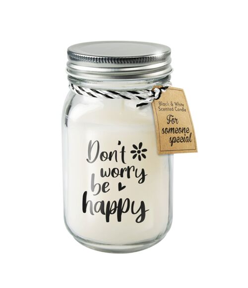 Black & White scented candles - Don't worry be happy