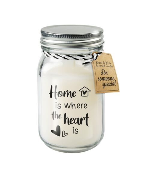 Black & White scented candles - Home is where the heart is