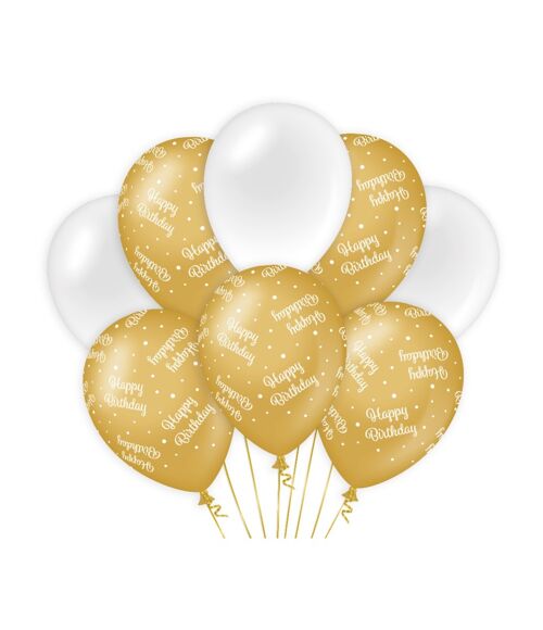 Decoration balloons gold/white - Happy birthday