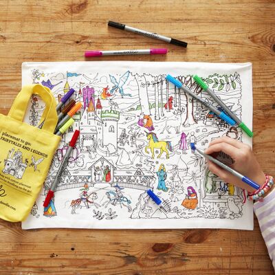 Colour In Fairytale Placemat Sustainable Kids Gift