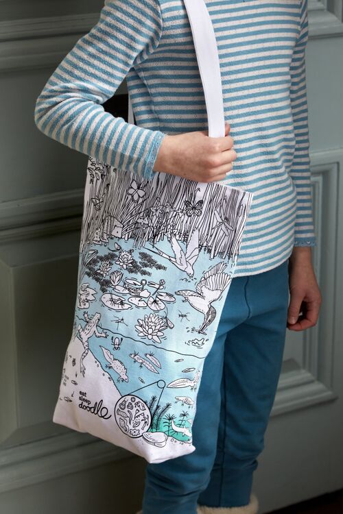 Colour In Pond Life Tote Bag Sustainable Kids Gift