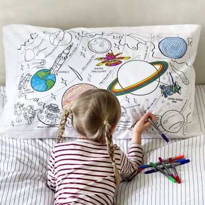 Funda de almohada Color In Space Explorer Regalo creativo para niños
