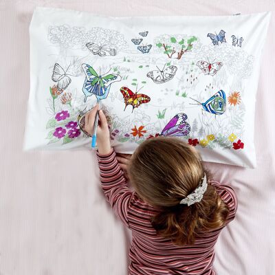 Funda de almohada Color In Butterfly Ropa de cama creativa para niños