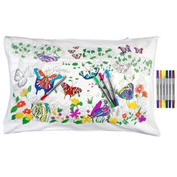 Color In Butterfly Taie d'oreiller Creative Kids Linge de lit 2