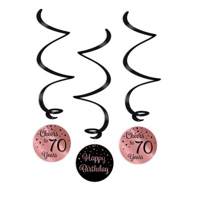 Decoraciones en forma de remolino rosa / negro - 70