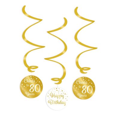 Swirl decorations gold/white - 80