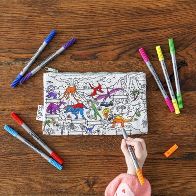 Colour In Dinosaur Pencil Case Sustainable Kids Gift