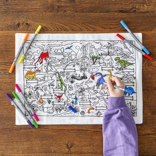 Colour In Dinosaur Placemat Reusable Creative Kids Gift