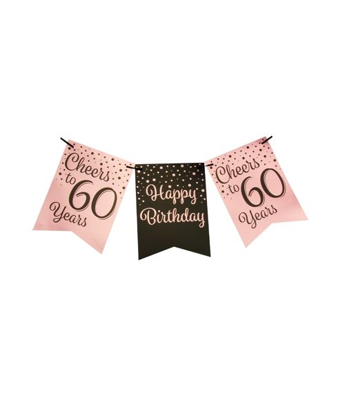 Party flag banner rose/black - 60