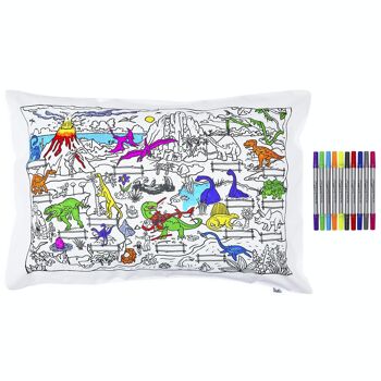 Taie d'oreiller dinosaure à colorier Linge de lit créatif pour enfants 3