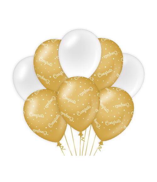 Decoration balloons gold/white - Congrats