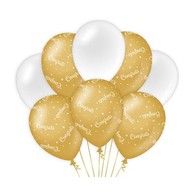 Decorazione palloncini oro/bianco - Congratulazioni