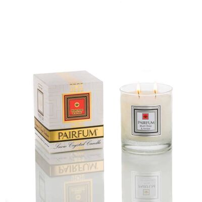 Perfumed Candle - Classic Size - Natural Snow Crystal Wax - Blush Rose & Amber