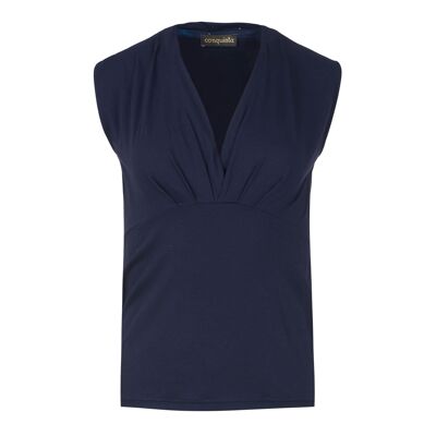 Navy Faux Wrap Sleeveless Top