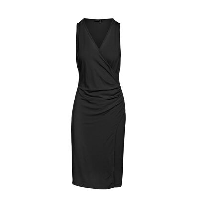 Robe sans manches style portefeuille en noir