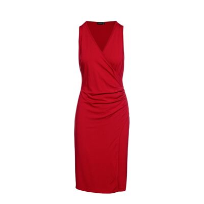 Wrap Style Sleeveless Dress in Red