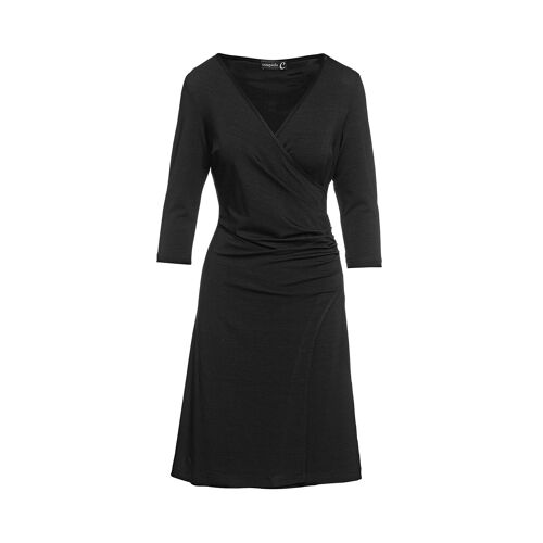 Black Faux Wrap Dress in Sustainable Fabric