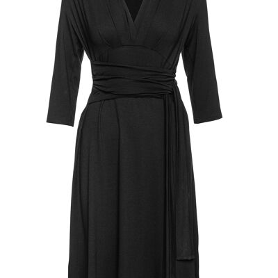 Schwarzes Kleid im Empire-Stil mit Gürtel