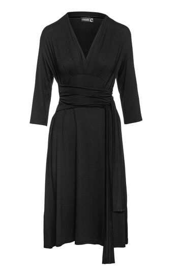 Robe ligne Empire noire avec ceinture 1