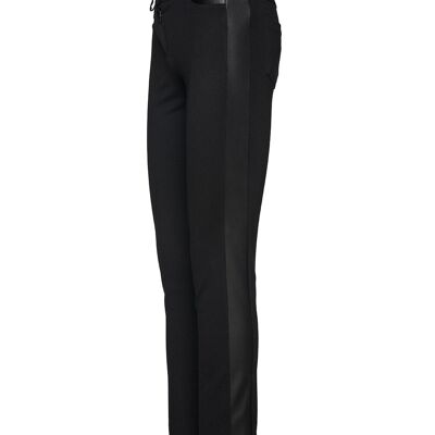 Black Fitted Jeggings with Faux Leather Detail