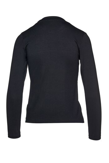 Top cache-cœur noir à manches longues en jersey extensible durable 2