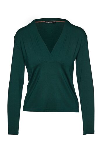 Haut cache-cœur vert à manches longues en jersey extensible durable 1