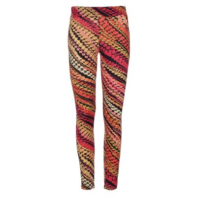 Leggings rojos con estampado multicolor