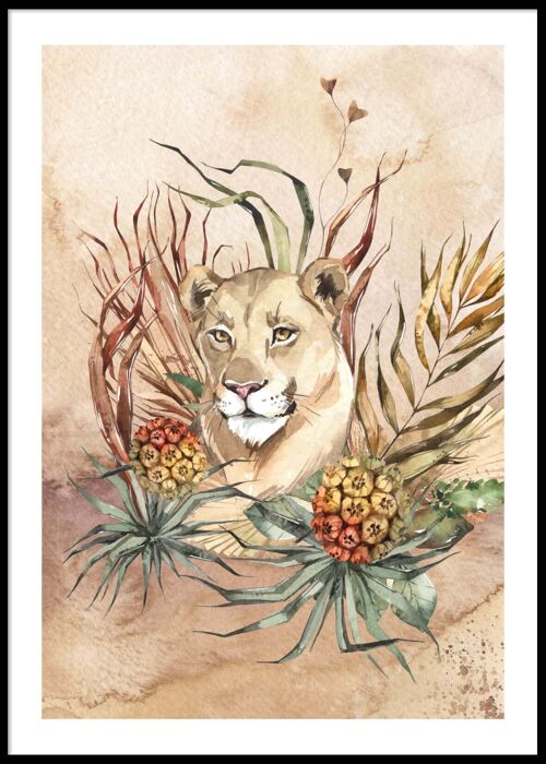 Female lion portrait poster