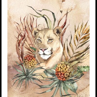 Female lion portrait poster