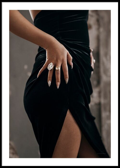 Diamond ring black dress poster