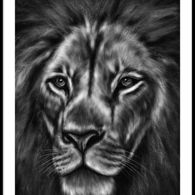 Poster di leone in bianco e nero