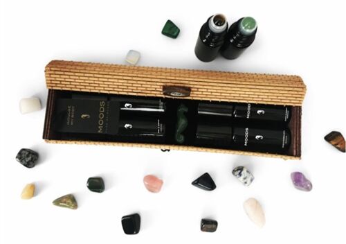 Natural perfume oils with gemstone rollers. Set of 4.