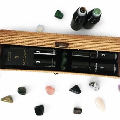 Natural perfume oils with gemstone rollers. Set of 4.