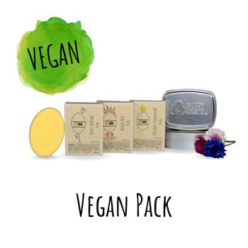 Vegan Pack - un total de 90 grammes de crème pour les mains solide - Vegan Pack avec 2 canettes 2
