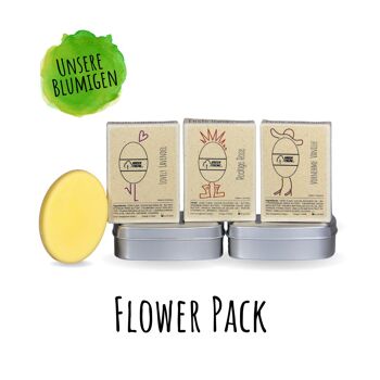 Flower Pack - un total de 90 grammes de crème pour les mains solide avec des boîtes - ensemble avec 2 boîtes 2