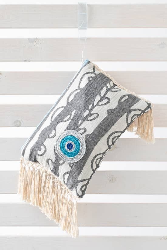 CLUTCH KIMA BLACK frangia extra e occhiello lucido